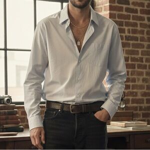 John Varvatos Men’s XL Blue Striped Long Sleeve Button Down Shirt Luxury